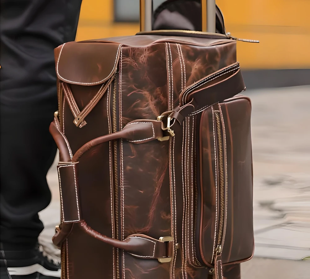 leather carry on luggage wheeled
