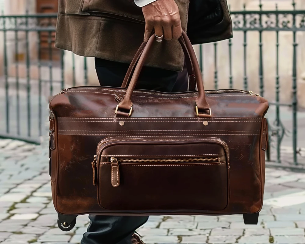 leather carry on luggage bag